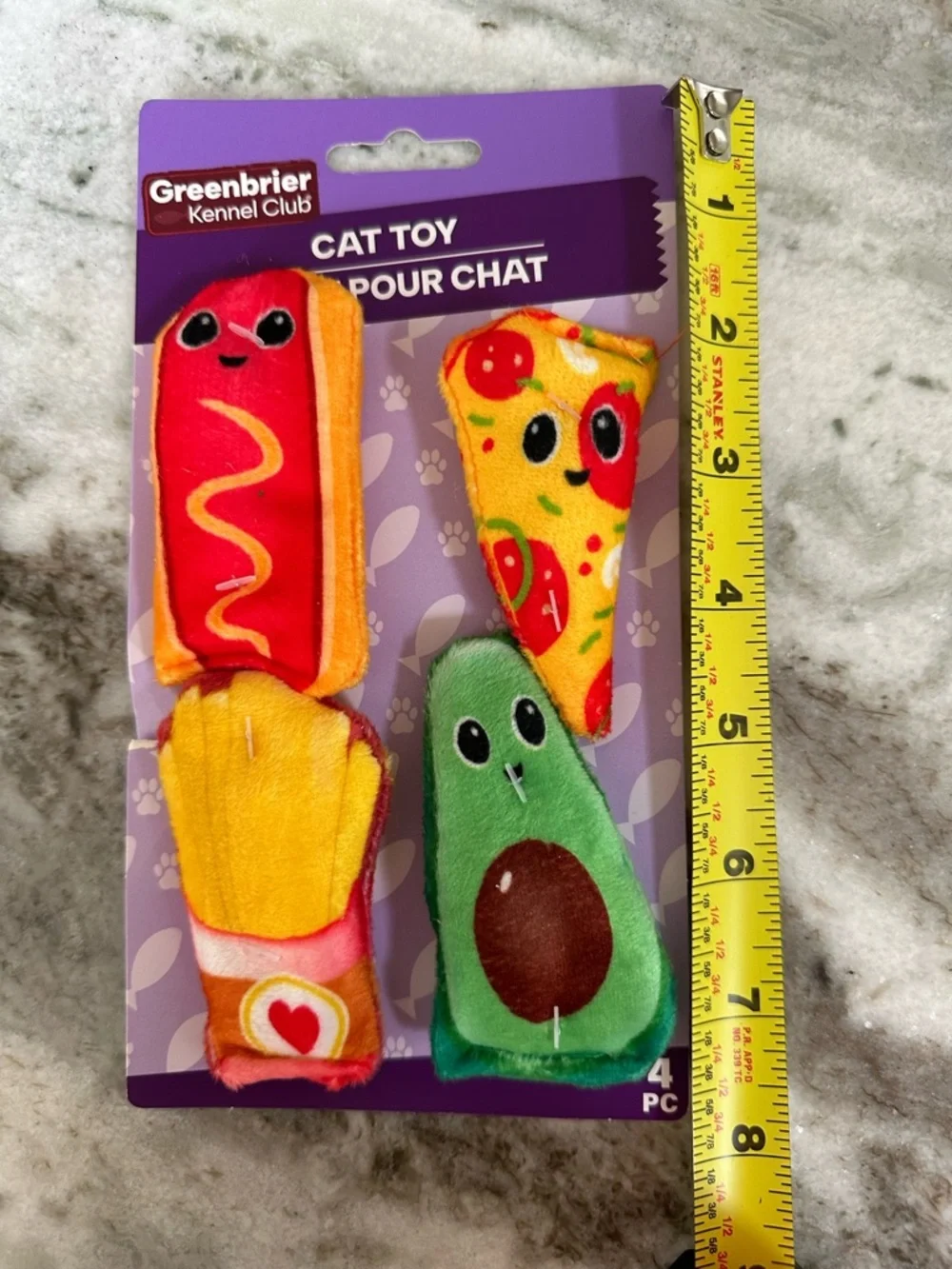 Cat Toy Set with Avocado, Pizza, french fries & Hotdog